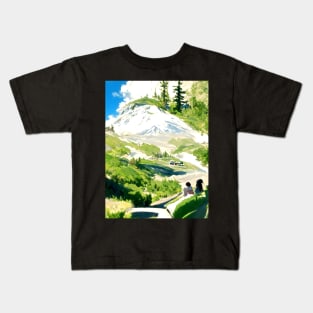 Green Rainier Hikes Kids T-Shirt